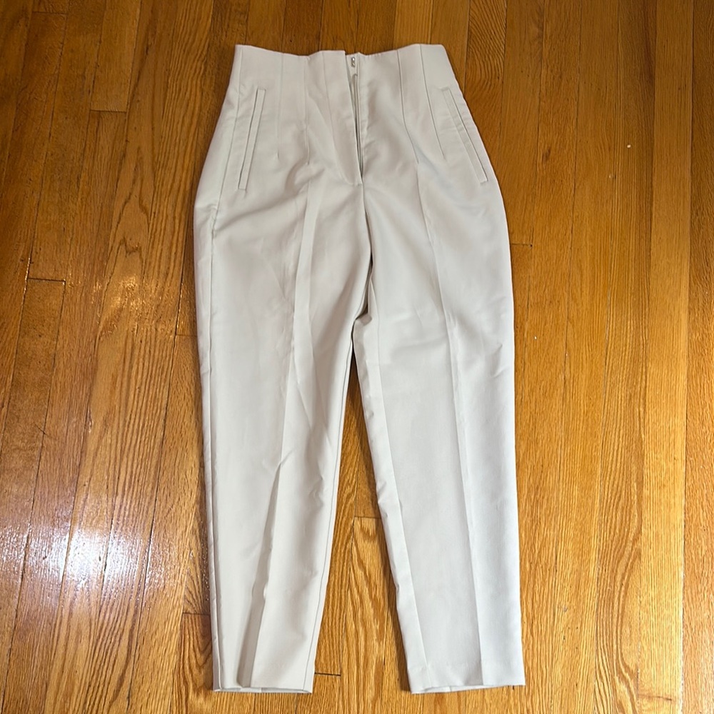 High-Waisted Cream Trousers